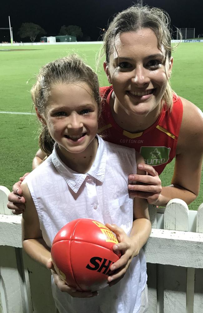 Lani Minster and Gold Coast Suns ruckman Lauren Bella. Picture: Supplied.