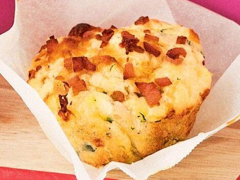 Cheesy zucchini and bacon muffins.