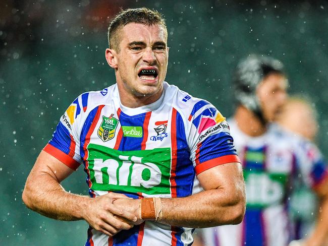 Connor Watson of the Knights during the Round 3 NRL match between the Sydney Roosters and the Newcastle Knights at Allianz Stadium in Sydney, Sunday, March 25, 2018. (AAP Image/Brendan Esposito) NO ARCHIVING, EDITORIAL USE ONLY