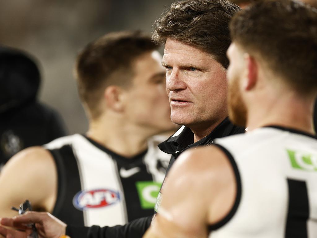 The win was Robert Harvey’s first in the hot seat at Collingwood. (Photo by Daniel Pockett/AFL Photos/via Getty Images)