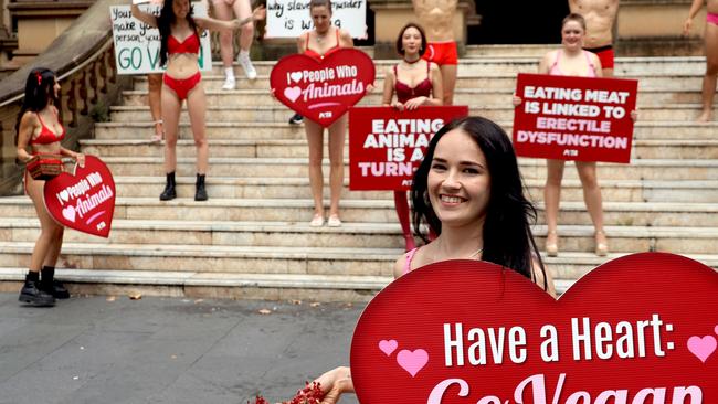 The peaceful demonstration took place outside Sydney’s Town Hall. Picture: NCA NewsWire/ Nicholas Eagar