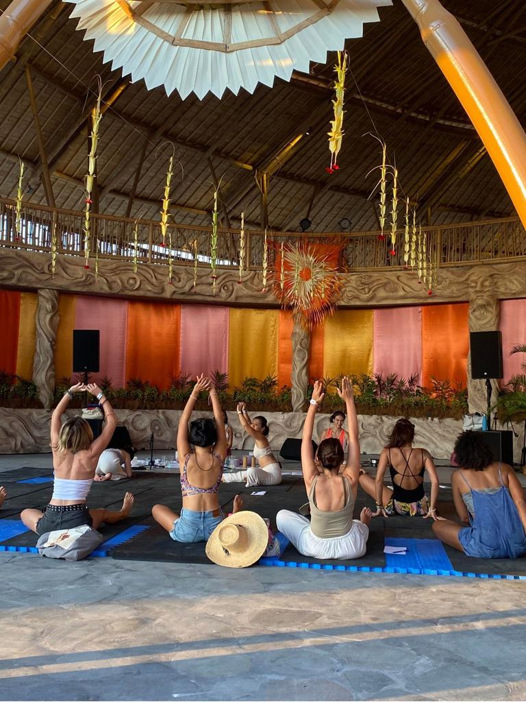 Festivalgoers could take part in wellness activities like yoga and breathwork. Picture: Troy Nankervis