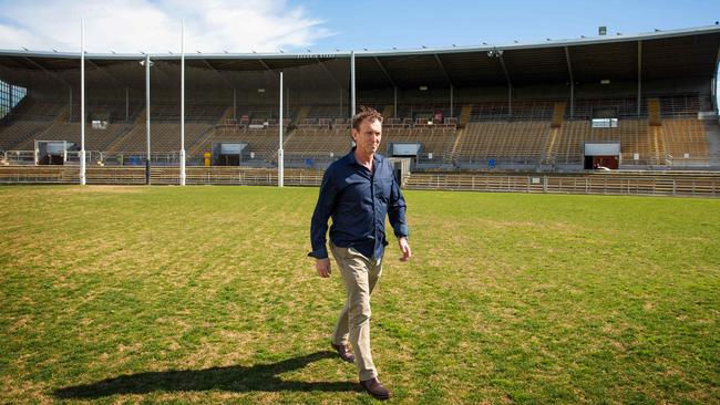 Collingwood legend Peter Daicos takes a trip down memory lane at Victoria Park. Picture: Mark Stewart