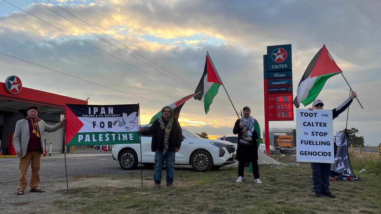 Jaimie Jeffrey (right) says the influx of advanced manufacturing jobs in Geelong is making the local economy “dependent on war”. Picture: Eddie Russell