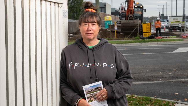 South Geelong resident Mary Ramia is worried about the noise from the 24 hour track works as part of the Geelong Line Upgrade. Picture: Brad Fleet