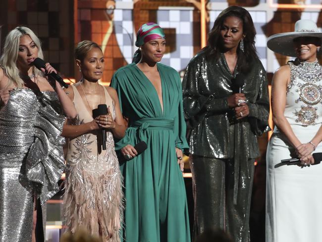 Iconic. Lady Gaga, Jada Pinkett Smith, Alicia Keys, Michelle Obama and Jennifer Lopez. Picture: Matt Sayles/Invision/AP