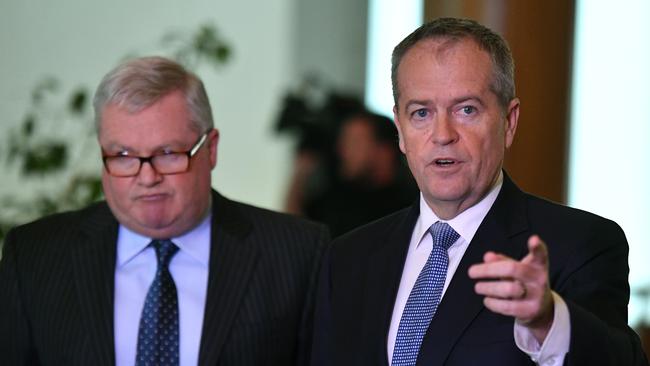 Gordon Legal Senior Partner Peter Gordon and Shadow Minister for Government Services Bill Shorten. (AAP Image/Mick Tsikas)