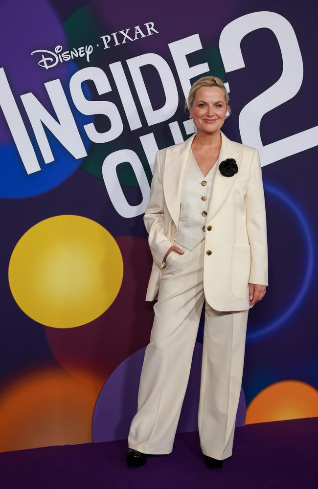 Actress Amy Poehler on the purple carpet for Disney and Pixar's Inside Out 2 premiere at the Sydney Opera House, tonight. Picture: Justin Lloyd