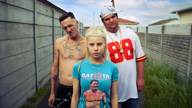 Lock the doors ... South African rap ravers Die Antwoord always get the big crowds at Australian festivals. Picture: Supplied