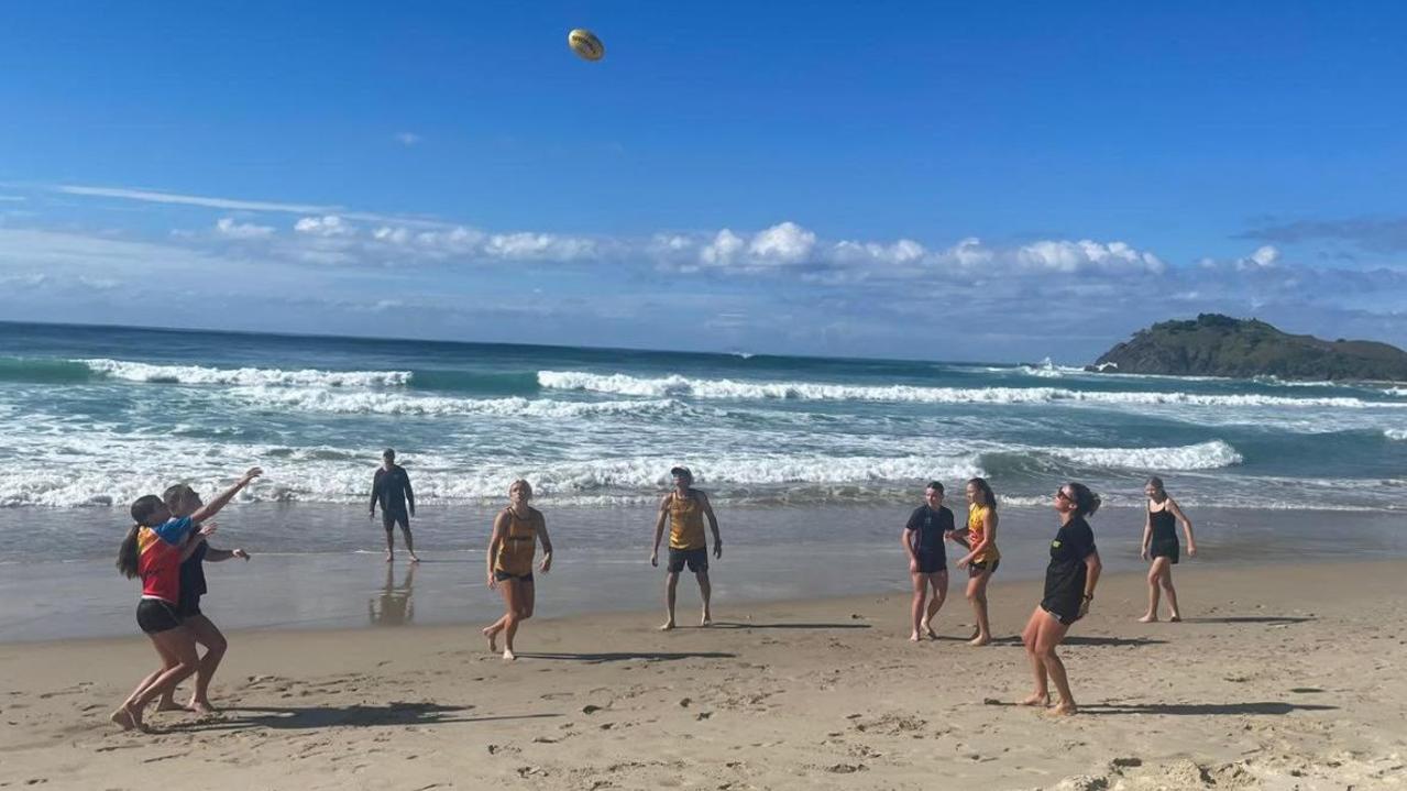 Beach footy at Fingal Heads for the Tweed Coast Northern Rivers kids.