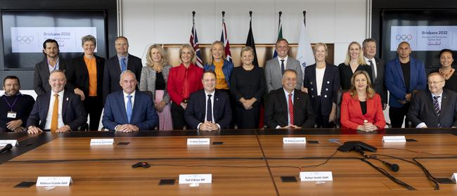 Premier and Olympics Minister Annastacia Palaszczuk (front, second from right) with members of the Brisbane Olympics organising committee