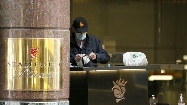 Staff the Stamford Hotel in Melbourne. Victorian Premier Daniel Andrews has requested support from the Australian Defence Force to help enforce hotel quarantine following a jump in confirmed COVID-19 cases.