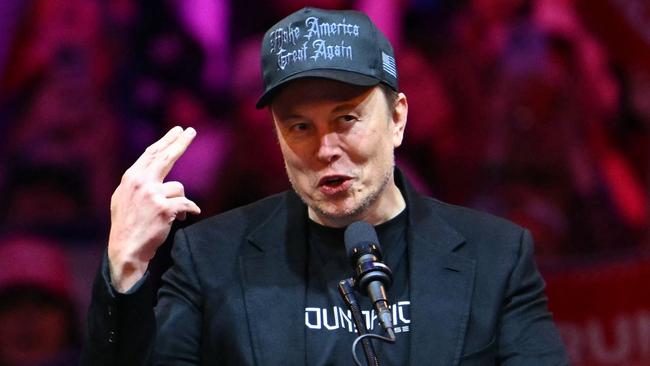 Elon Musk speaks at a rally for Donald Trump at Madison Square Garden. Picture: AFP.