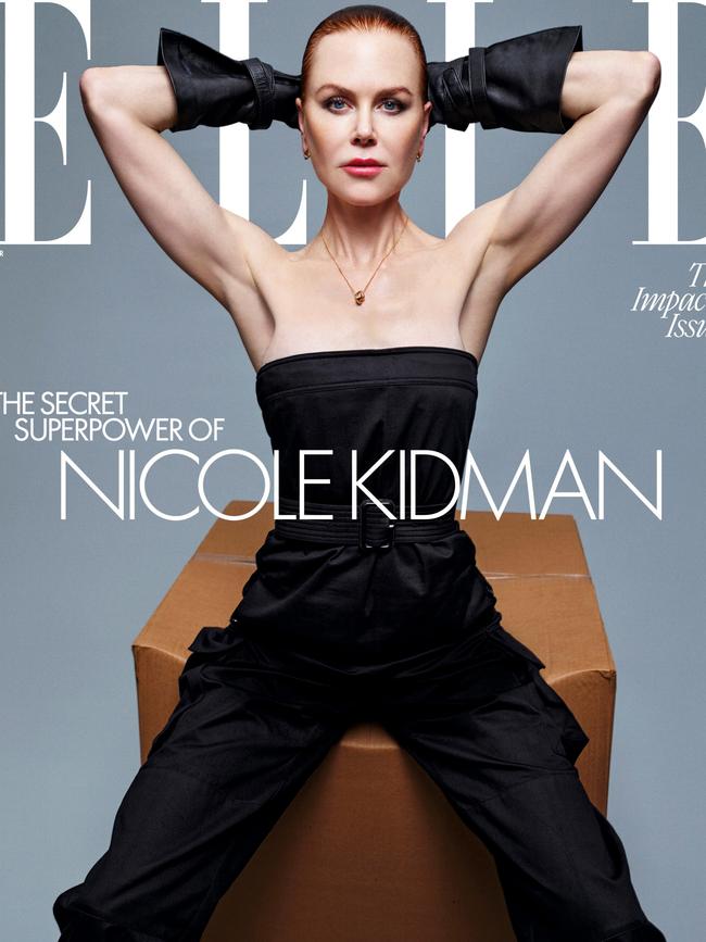 Nicole Kidman showed off her incredible physique while posing on the front cover. Picture: Mario Sorrenti for ELLE