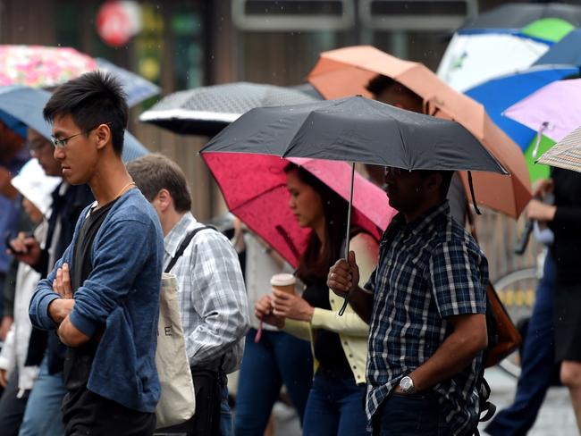 Wet grey Melbourne morning. Picture: Nicole Garmston