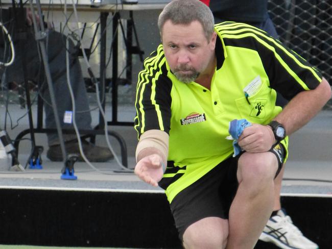 Joe Turner from Rye in action during the SuperLeague final at the Karingal SkyeDome.