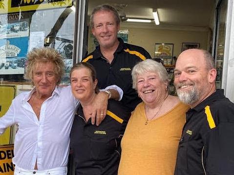 Sir Rod Stewart adding to his extensive model train collection at Woodpecker Model Railways in Pendle Hill on Wednesday, ahead of his concert at Qudos Bank Arena.