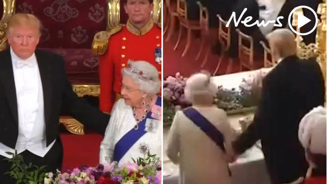 Moment Trump breaks royal protocol