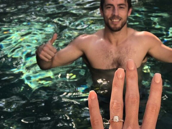 Caption: Crows star Richard Douglas engaged to girlfriend Alessandra Lee. Pics: Instagram.