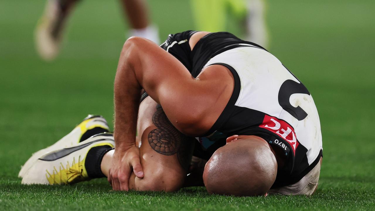 Powell-Pepper after injuring his knee last year. (Photo by James Elsby/AFL Photos via Getty Images)