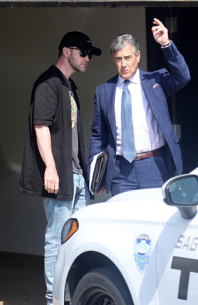 Justin Timberlake with his lawyer Ed Burke. Picture: Matt Agudo/INSTARimages