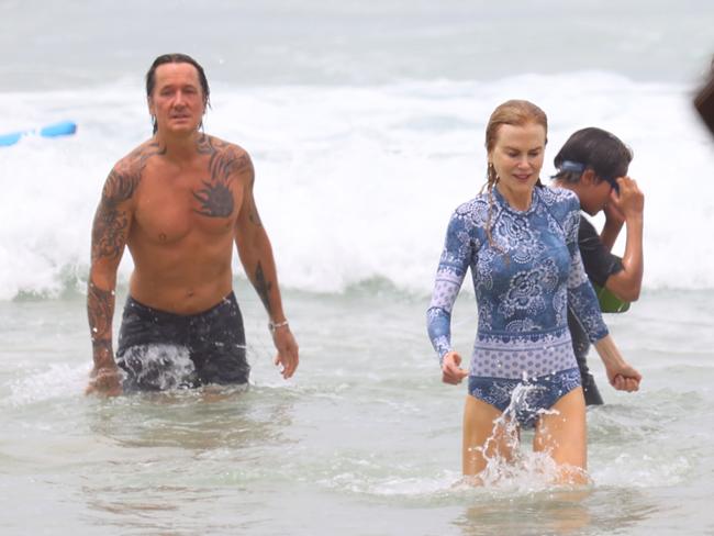 At one point, the couple cooled off in the water. Picture: Backgrid