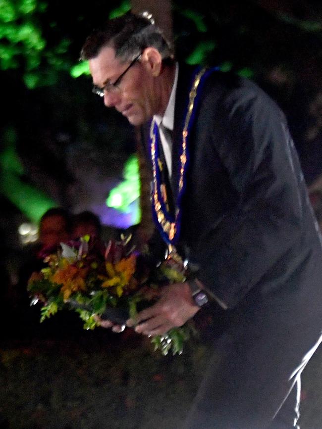 Townsville Mayor Troy Thompson at this year’s Anzac Day Dawn Service. Picture: Evan Morgan