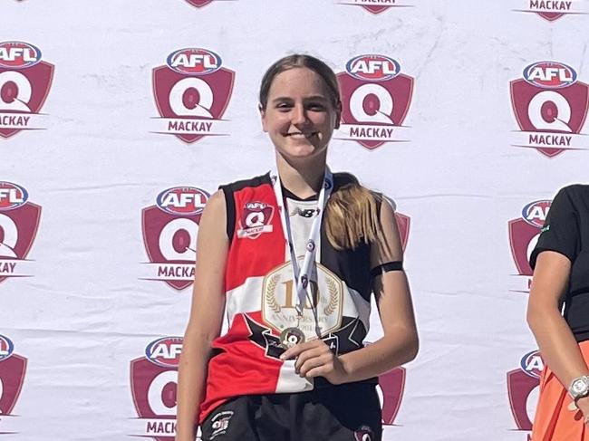 Alysha Nunn of the North Mackay Saints won the Women's best on ground for AFL Mackay. Picture: Supplied