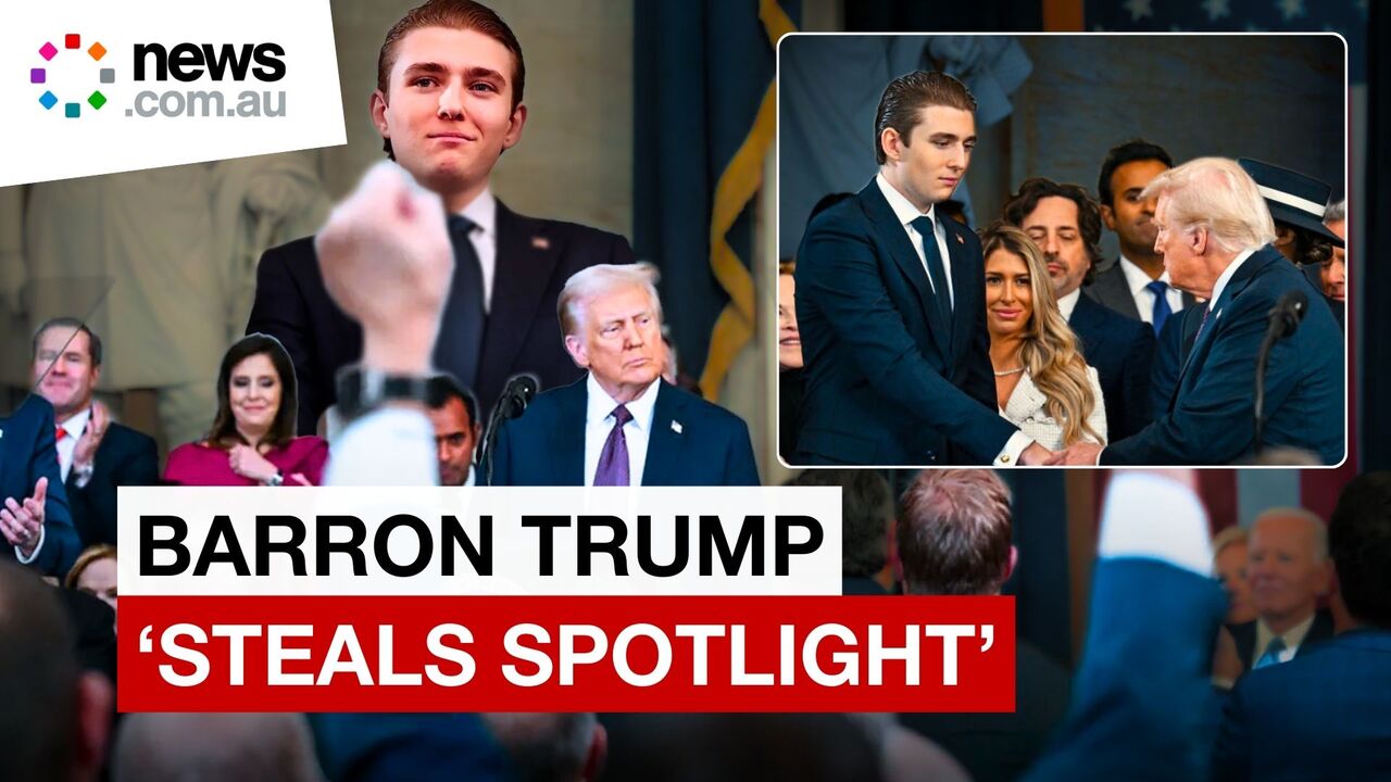 Donald Trump’s 18-year-old son ‘steals spotlight’ at inauguration