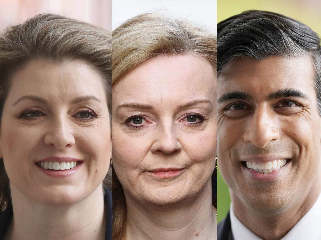 The final three: Penny Mordaunt, Liz Truss, Rishi Sunak. Picture: Getty Images