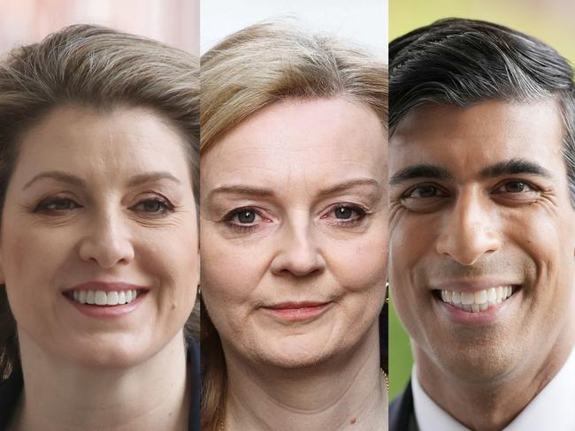 The final three: Penny Mordaunt, Liz Truss, Rishi Sunak. Picture: Getty Images