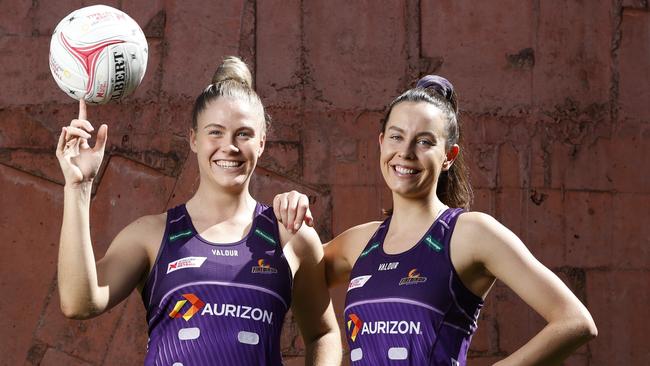 Queensland Firebirds young guns Kim Jenner and Ruby Bakewell-Doran.