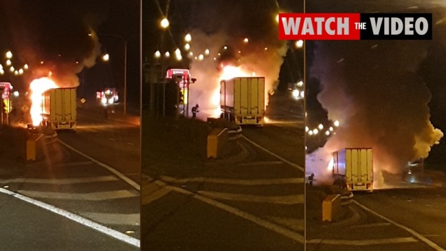 Truck fire on the South Eastern Freeway