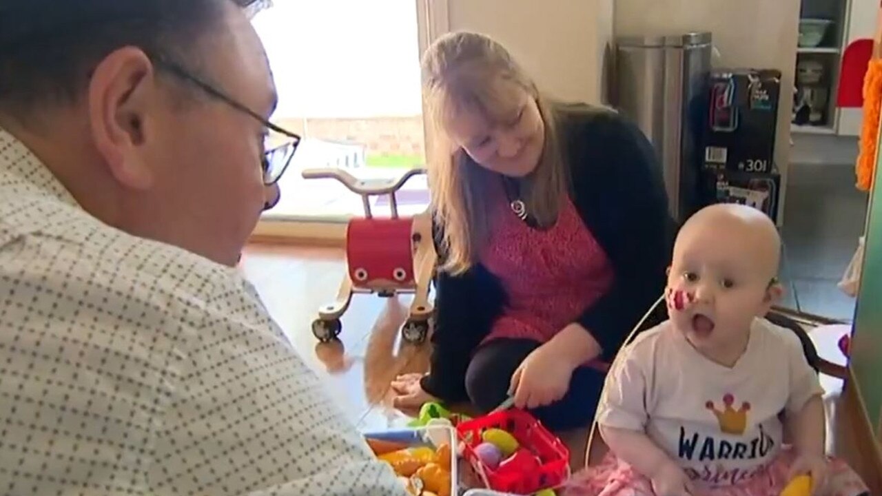 The ‘best news ever’ – little Grace is now cancer-free. Picture: Sunrise/Channel 7