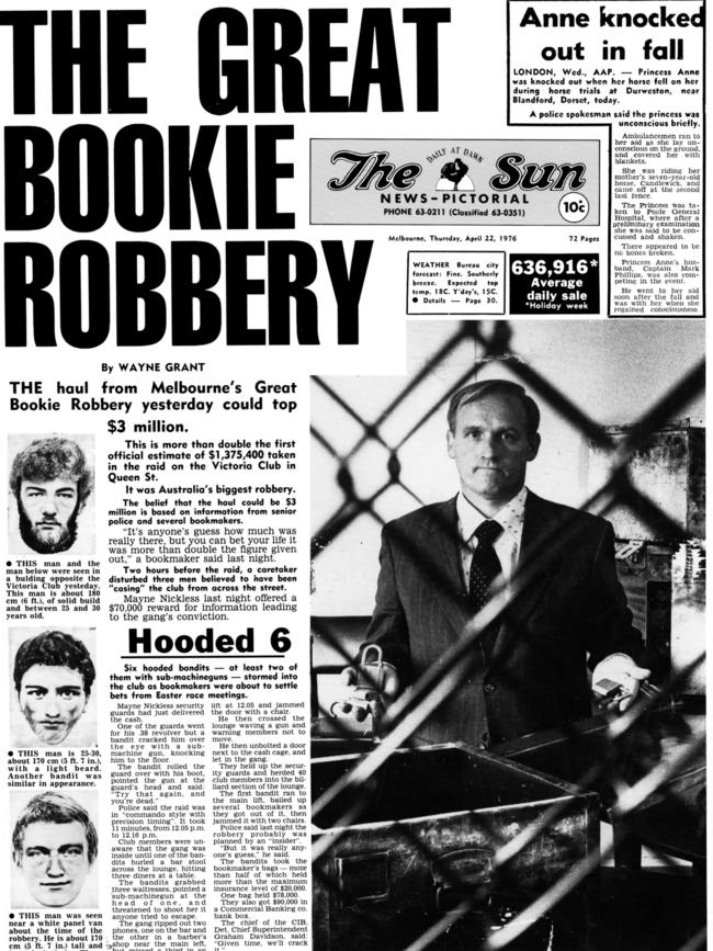 The Sun newspaper on April 22 1976 detailing the Great Bookie Robbery