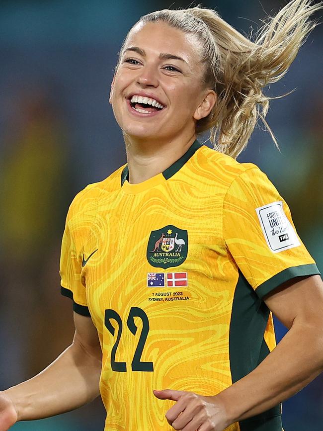 Charli Grant playing for the Matildas. Picture: Brendon Thorne/Getty Images