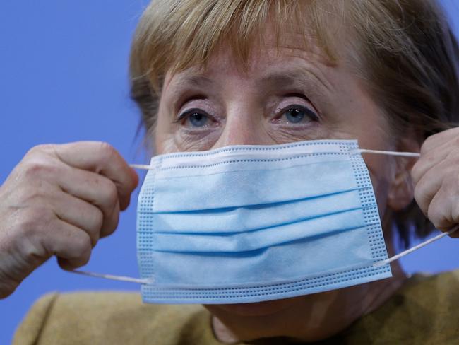 German Chancellor Angela Merkel said she would extend virus curbs in the country until 2021. Picture: AFP