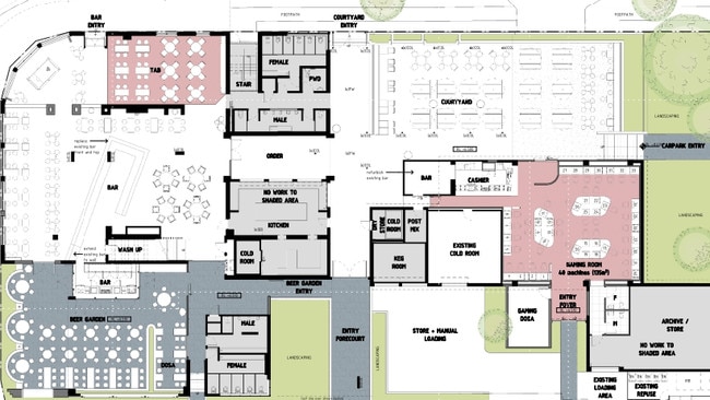 Floor plans of the proposed hotel upgrades on the ground floor. Picture: Supplied