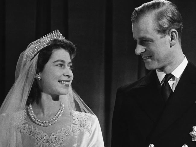 Princess Elizabeth, later Queen Elizabeth II with her husband Phillip, Duke of Edinburgh, after their marriage, 1947. (Photo by ÃÂ© Hulton-Deutsch Collection/CORBIS/Corbis via Getty Images)