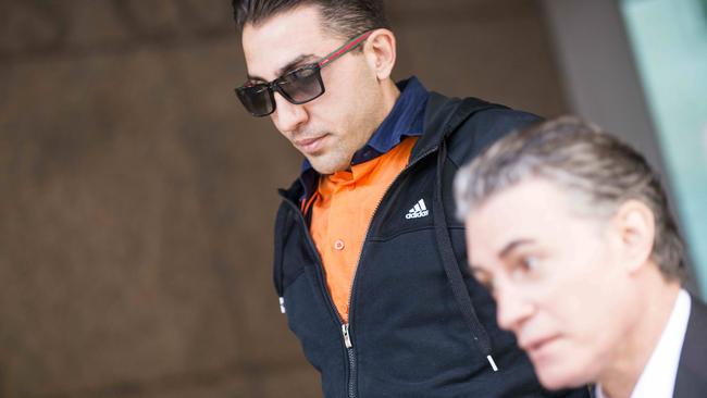 Joe Acquaro leaves court with Rocco Arico. Picture: Eugene Hyland