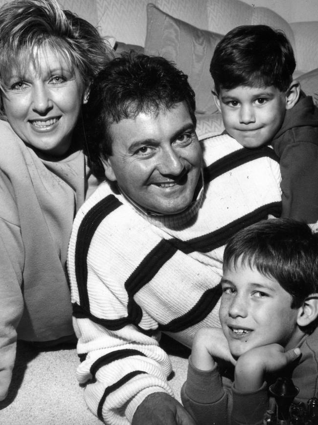 Graeme Goodings with wife Eve and sons Sam and Will in 1991. Picture: Advertiser Library