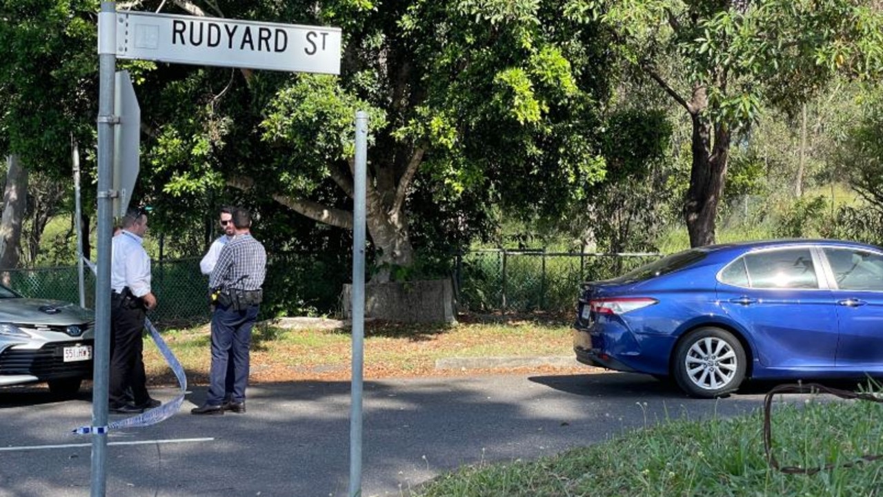 Police at Rudyard St, Inala, where a man has suffered critical injuries in an alleged assault. Picture: Grace Koo