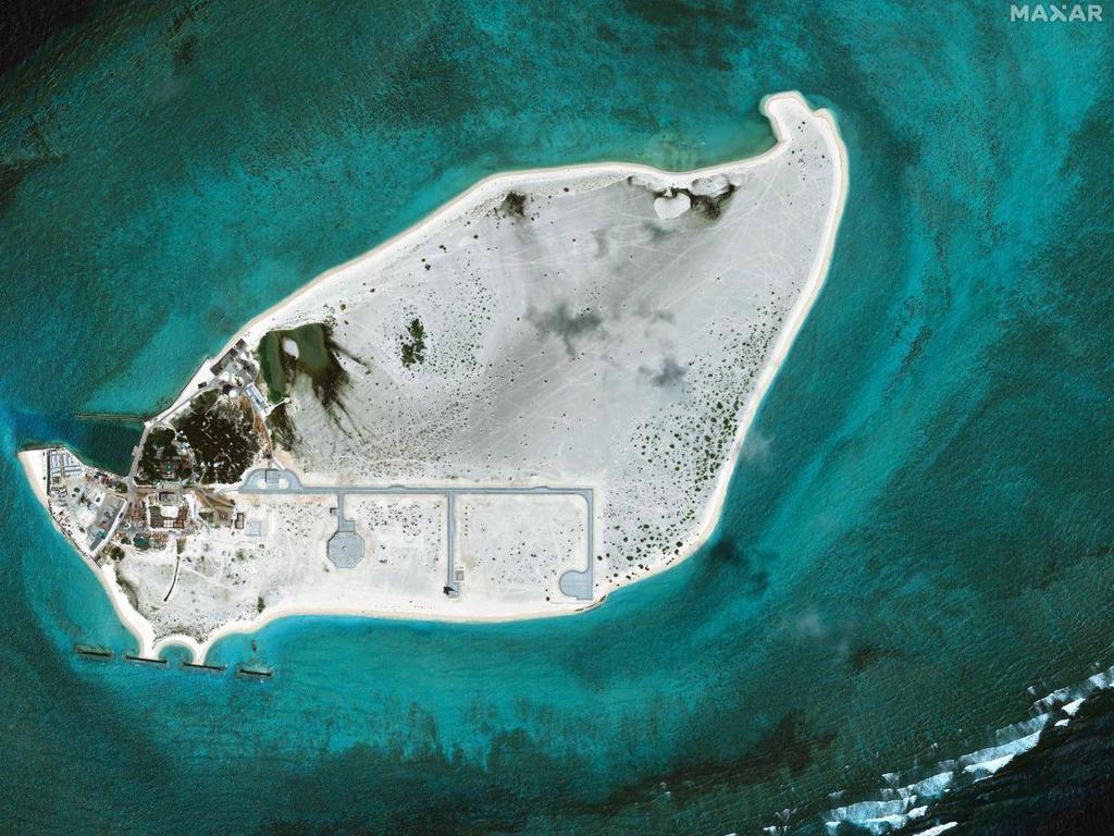 Beijing has been upgrading the Triton outpost – called Zhongjian Dao in China – with surveillance stations and support structures since 2015. Picture: Maxar Technologies/Chatham House