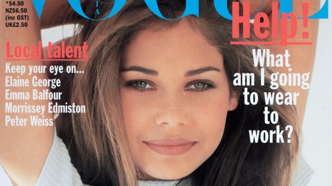 A 17-year-old Elaine George was the first Indigenous model to be on the cover of Vogue in 1993, after being scouted at Dreamworld on the Gold Coast. Picture: Supplied / Vogue