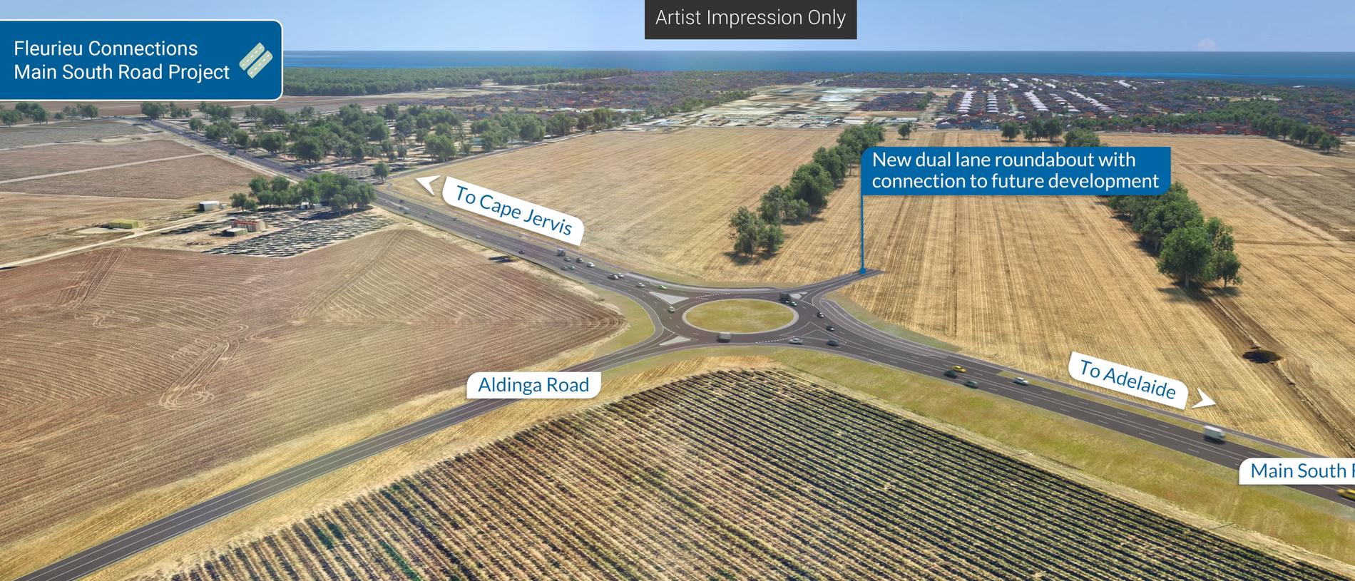 An artist impression of the Aldinga Rd roundabout. Picture: Supplied