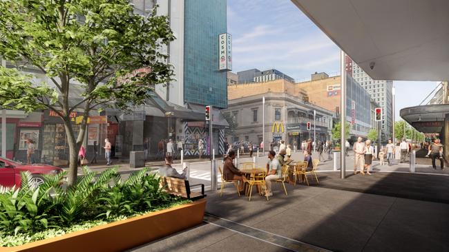 The new concept plans include a raised pedestrian crossing at the Leigh and Bank street intersection. Picture: Supplied