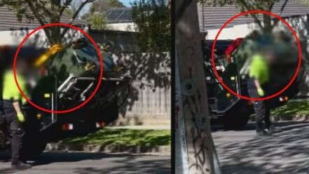 The garbage collector was caught on camera dumping the yellow bin and red bin into the same truck. Picture: ACA