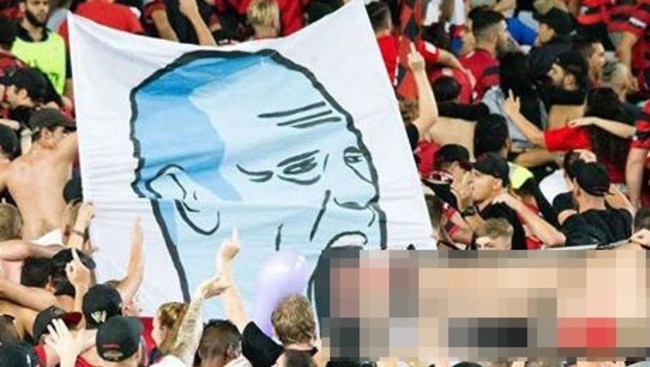 The banner brandished by Wanderers supporters on Saturday night.