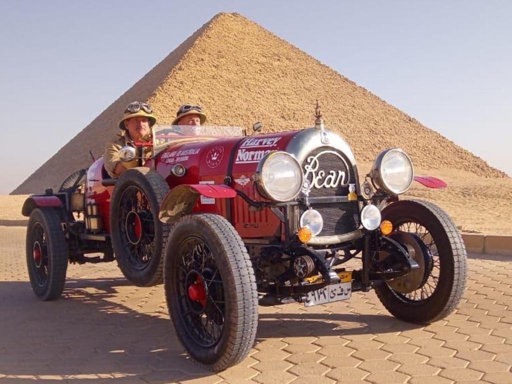 The original car was in Cairo nearly 100 years ago, but that doesn’t sound like much when you’re parked in the shadow of 5000-year-old pyramids. Picture: supplied