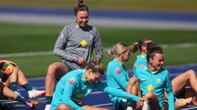 Goalkeeper Mackenzie Arnold at Matildas training in Brisbane. Picture: Getty Images.